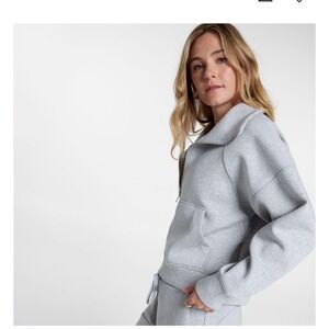 CALIA Carrie Underwood Womens M Heather Grey Scuba 1/4 Zip Pullover Sweatshirt